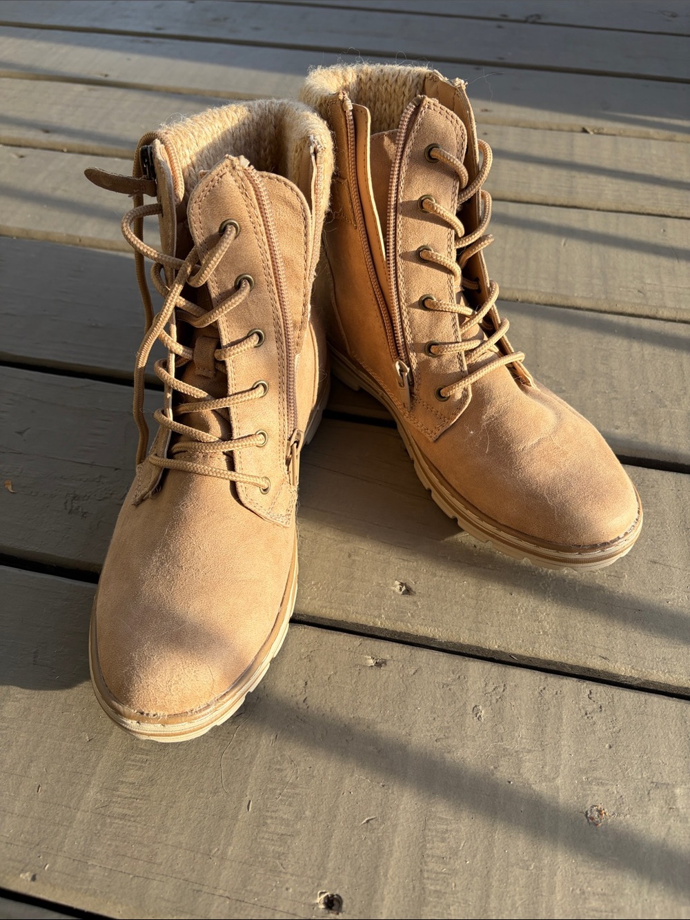 Cliffs by WHITE MOUNTAIN Tan Lace-Up Suede Ankle Boots